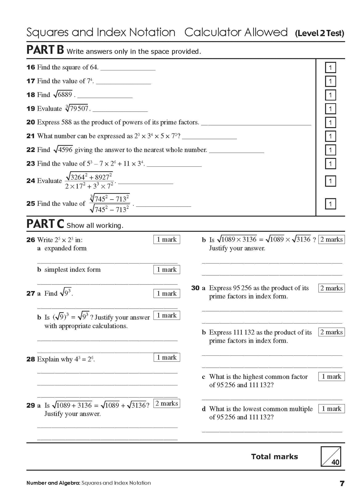 Excel Tests - Mathematics Practice Tests Year 7