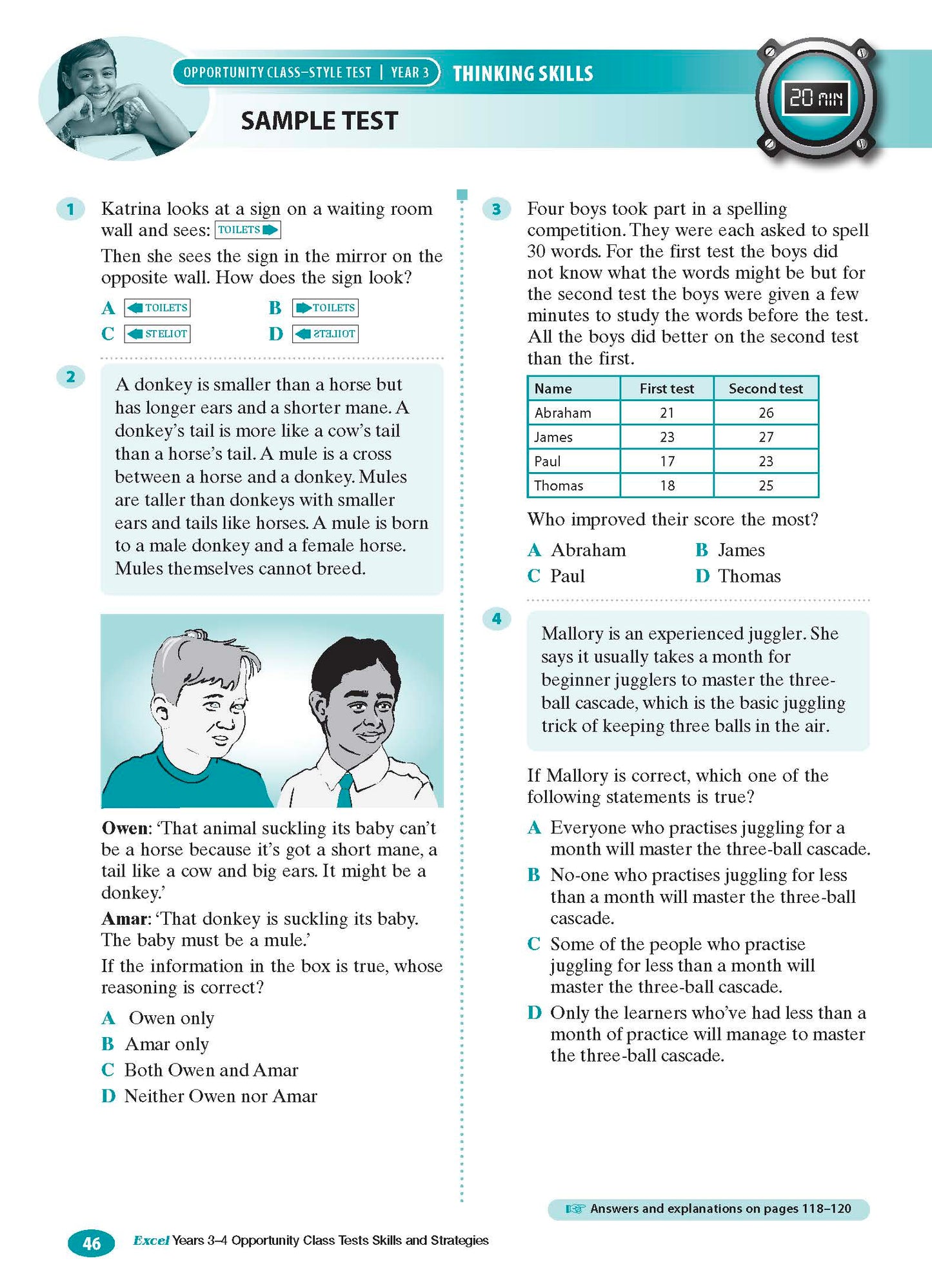Excel Test Skills - Opportunity Class Tests Skills and Strategies Years 3-4