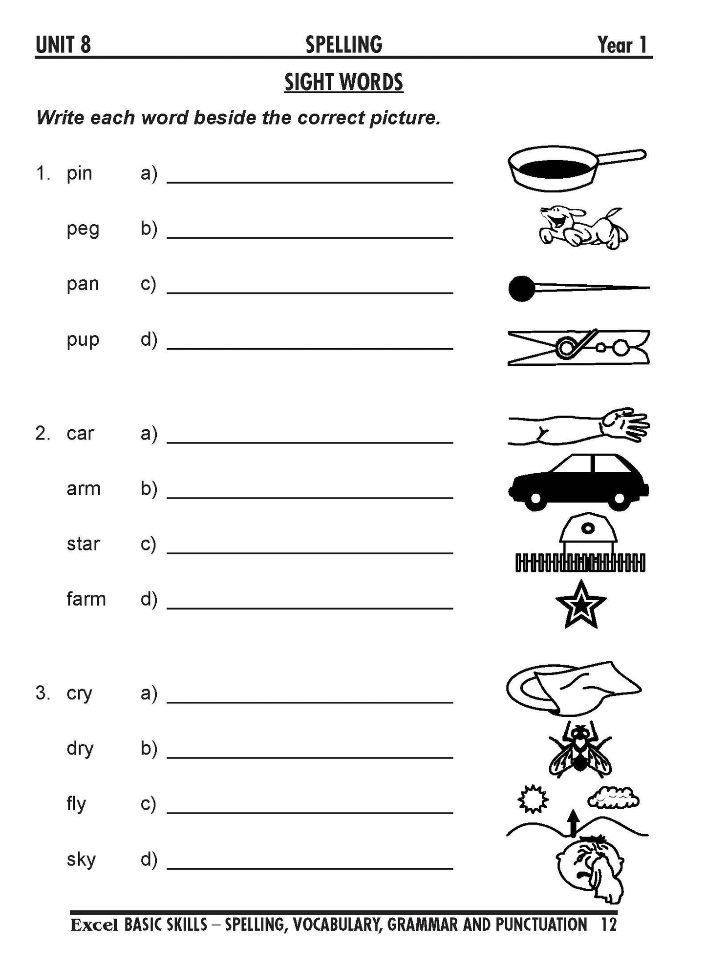 Excel Basic Skills - Spelling, Vocabulary, Grammar and Punctuation Years 1-2