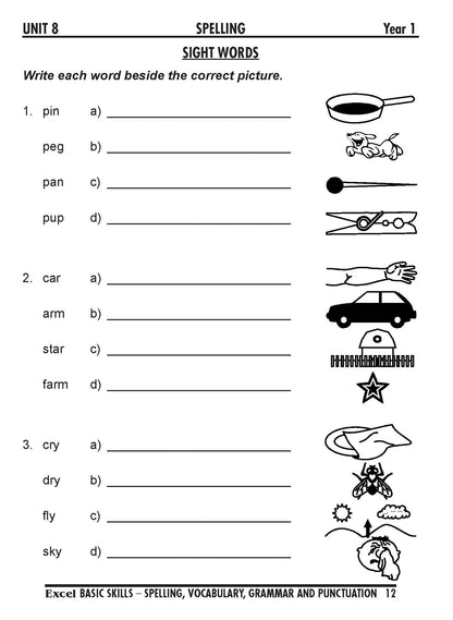 Excel Basic Skills - Spelling, Vocabulary, Grammar and Punctuation Years 1-2