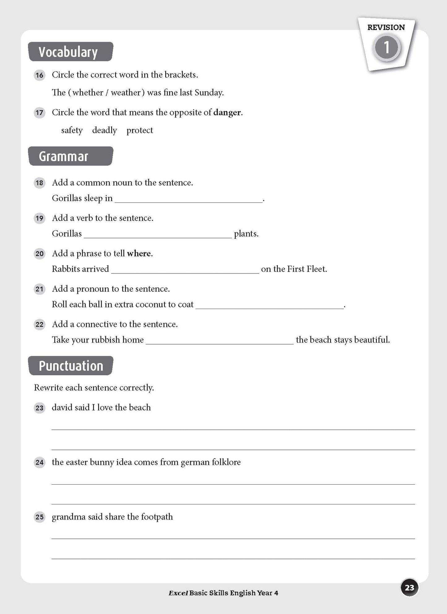 Excel Basic Skills - English Year 4