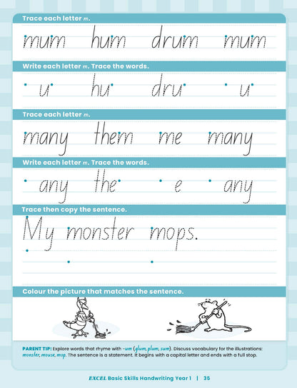 Excel Basic Skills - Handwriting Year 1