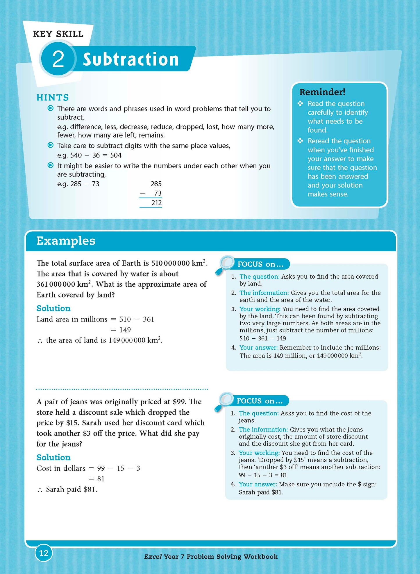 Excel Essential Skills - Problem Solving Workbook Year 7