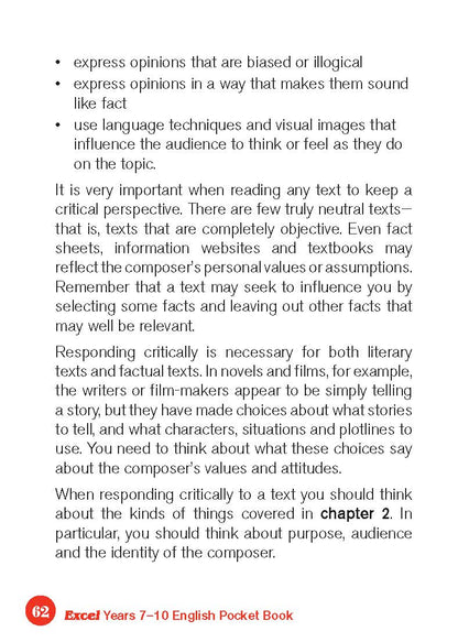 Excel Pocket Books - English Years 7-10