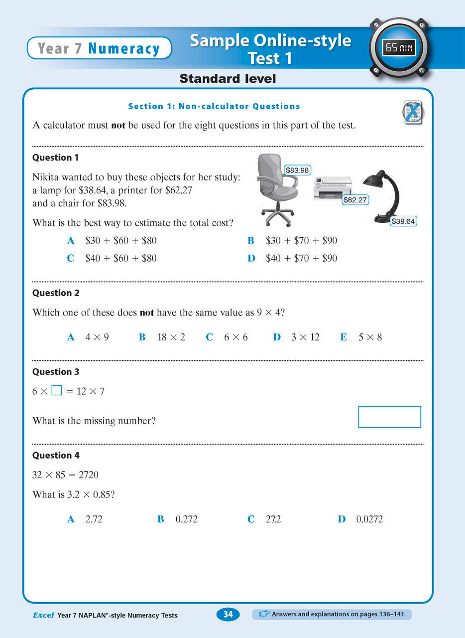 Excel Year 7 NAPLAN*-style Numeracy Tests