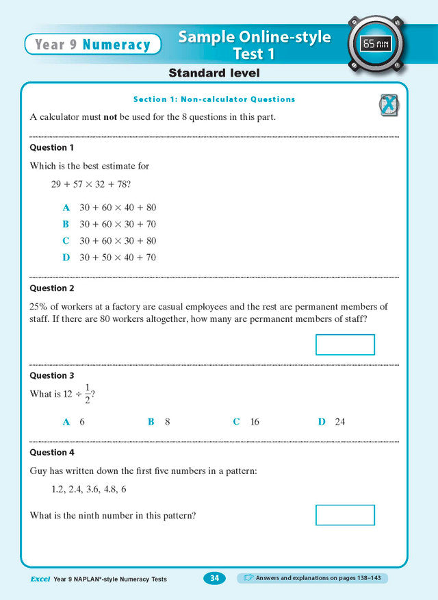 Excel Year 9 NAPLAN*-style Numeracy Tests