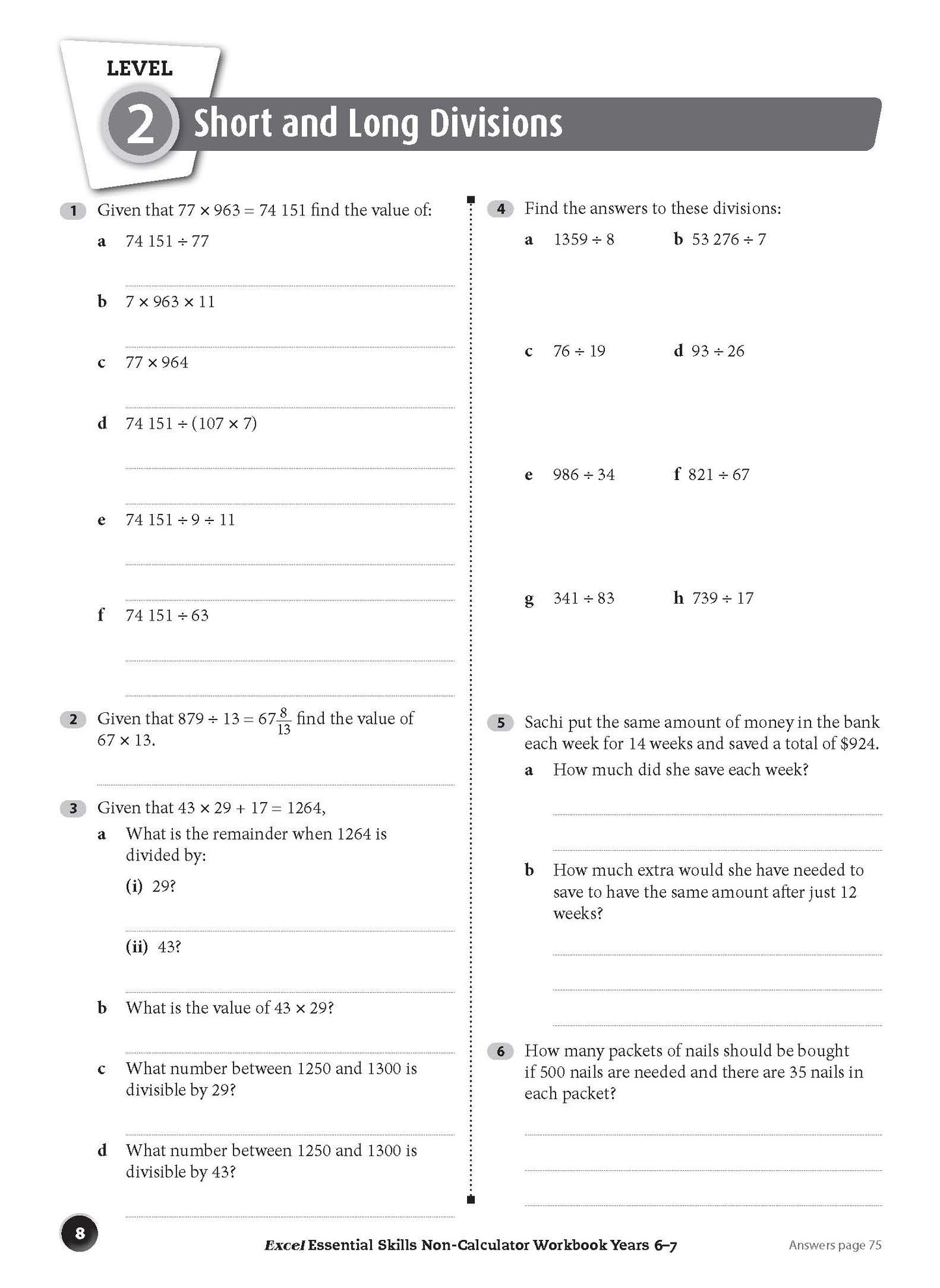 Excel Essential Skills - Non-Calculator Workbook Years 6-7