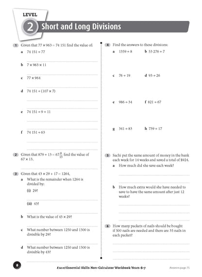 Excel Essential Skills - Non-Calculator Workbook Years 6-7