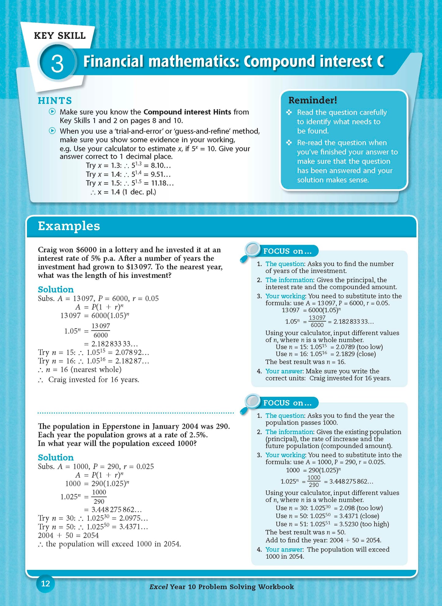 Excel Essential Skills - Problem Solving Workbook Year 10