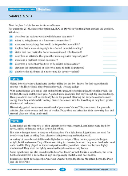 Excel Selective Schools and Scholarship Reading Tests Years 5-6