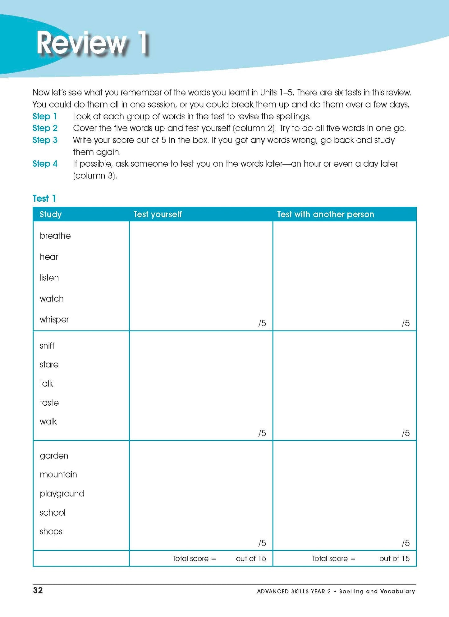 Excel Advanced Skills - Spelling and Vocabulary Workbook Year 2