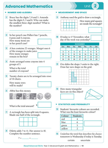 Excel Advanced Skills - Advanced English and Mathematics Year 2