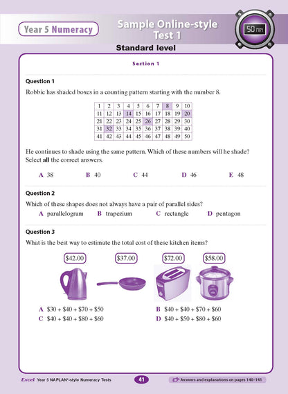 Excel Year 5 NAPLAN*-style Numeracy Tests
