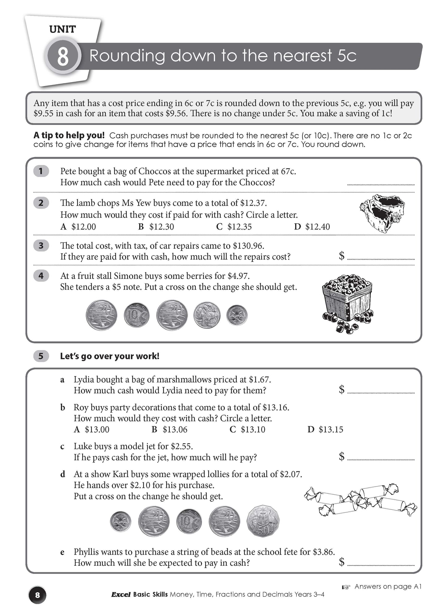 Excel Basic Skills - Money, Time, Fractions and Decimals Years 3-4