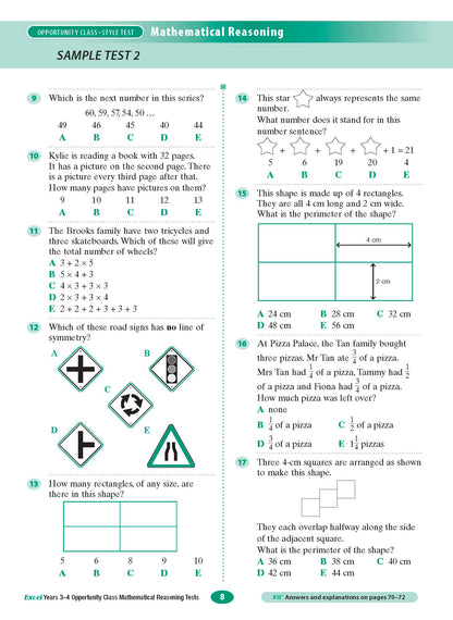 Excel Opportunity Class Mathematical Reasoning Tests Years 3-4