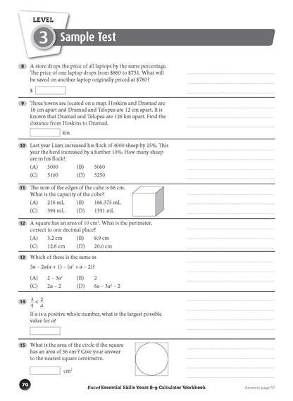 Excel Essential Skills - Calculator Workbook Years 8-9