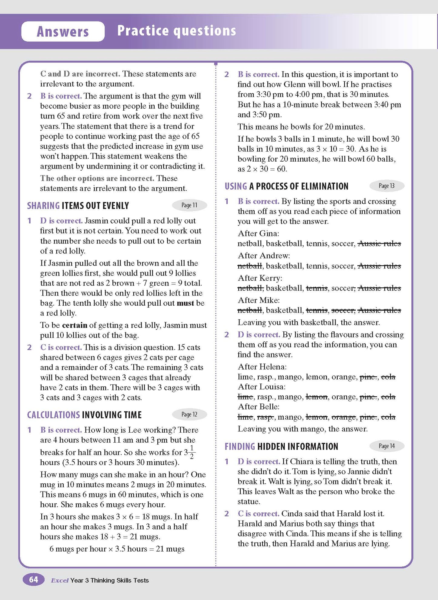 Excel Test Skills - Thinking Skills Tests Year 3