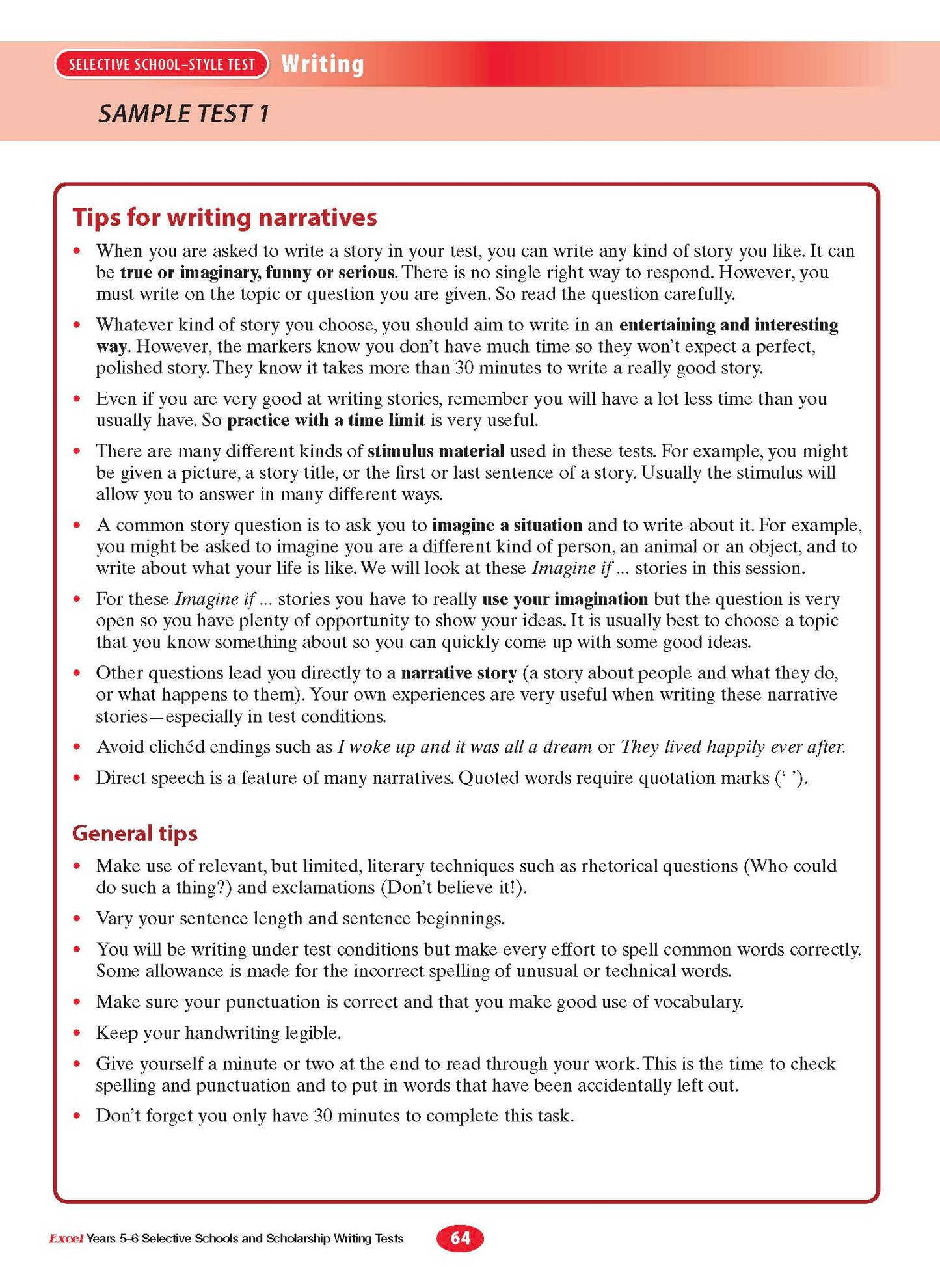 Excel Selective Schools and Scholarship Writing Tests Years 5-6