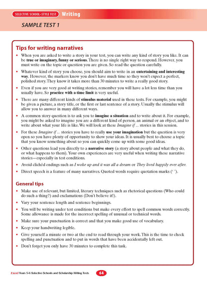 Excel Selective Schools and Scholarship Writing Tests Years 5-6