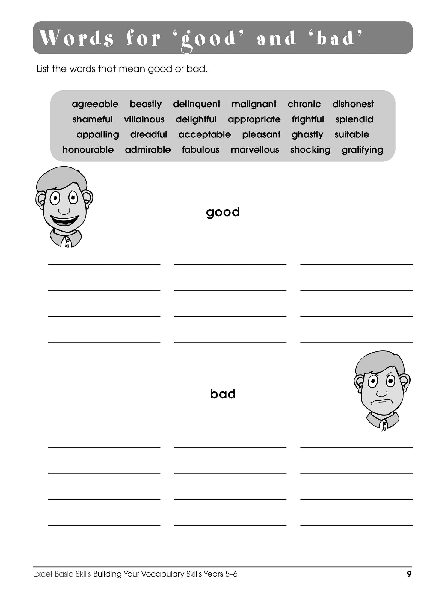 Excel Basic Skills - Building Your Vocabulary Skills Years 5-6