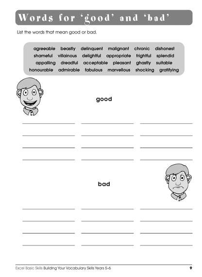 Excel Basic Skills - Building Your Vocabulary Skills Years 5-6