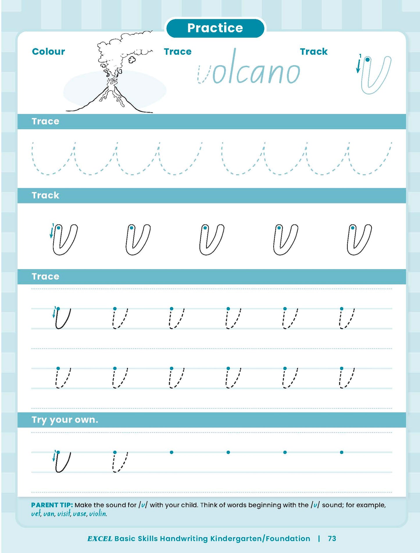 Excel Basic Skills - Handwriting Kindergarten/Foundation