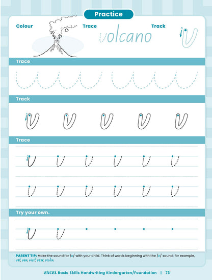 Excel Basic Skills - Handwriting Kindergarten/Foundation