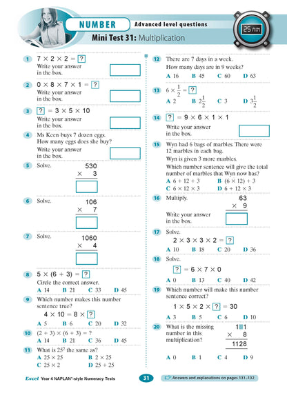 Excel Year 4 NAPLAN*-style Numeracy Tests