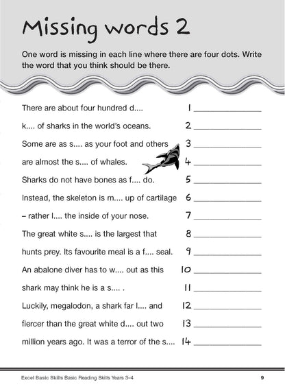 Excel Basic Skills - Basic Reading Skills Years 3-4