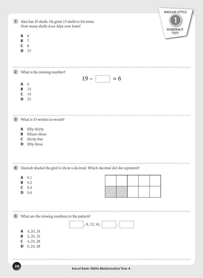 Excel Basic Skills - Mathematics Year 4