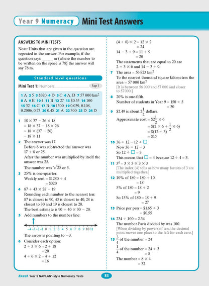 Excel Year 9 NAPLAN*-style Numeracy Tests