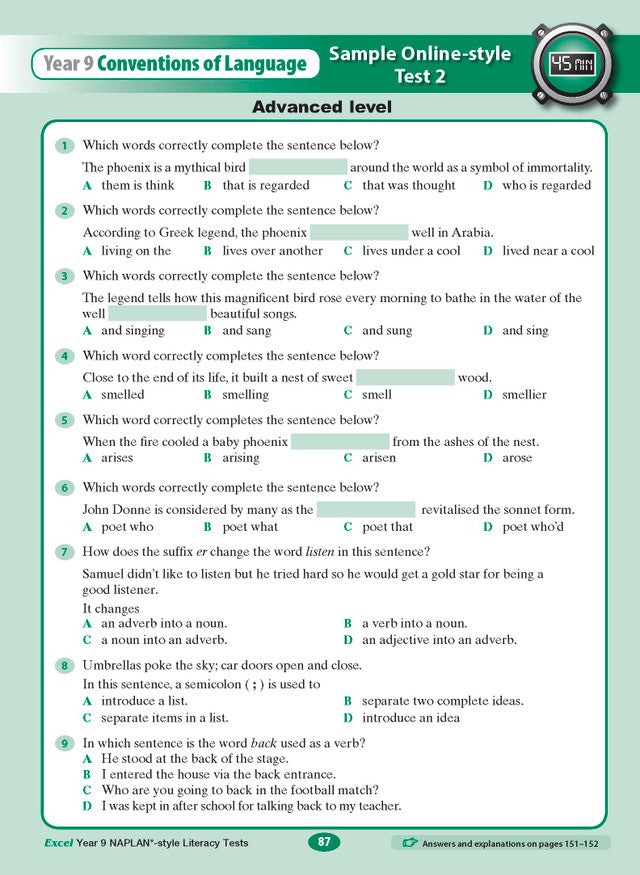 Excel Year 9 NAPLAN*-style Literacy Tests