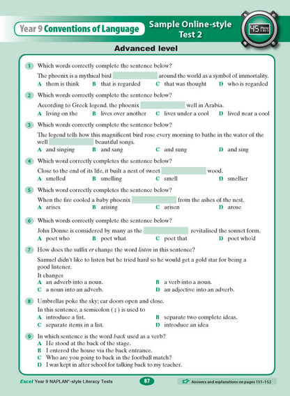 Excel Year 9 NAPLAN*-style Literacy Tests