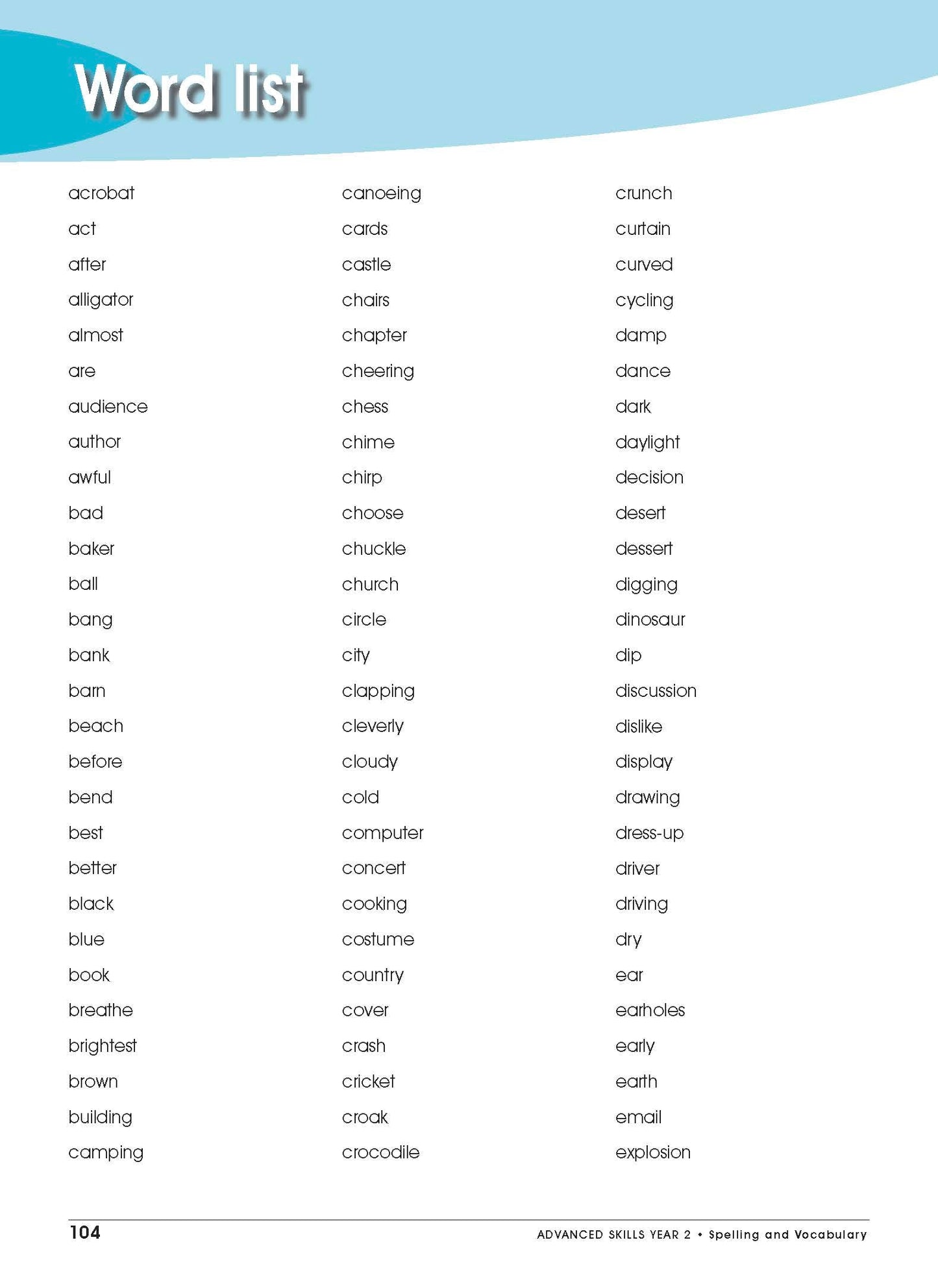 Excel Advanced Skills - Spelling and Vocabulary Workbook Year 2