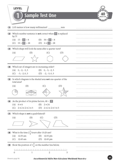 Excel Essential Skills - Non-Calculator Workbook Years 6-7