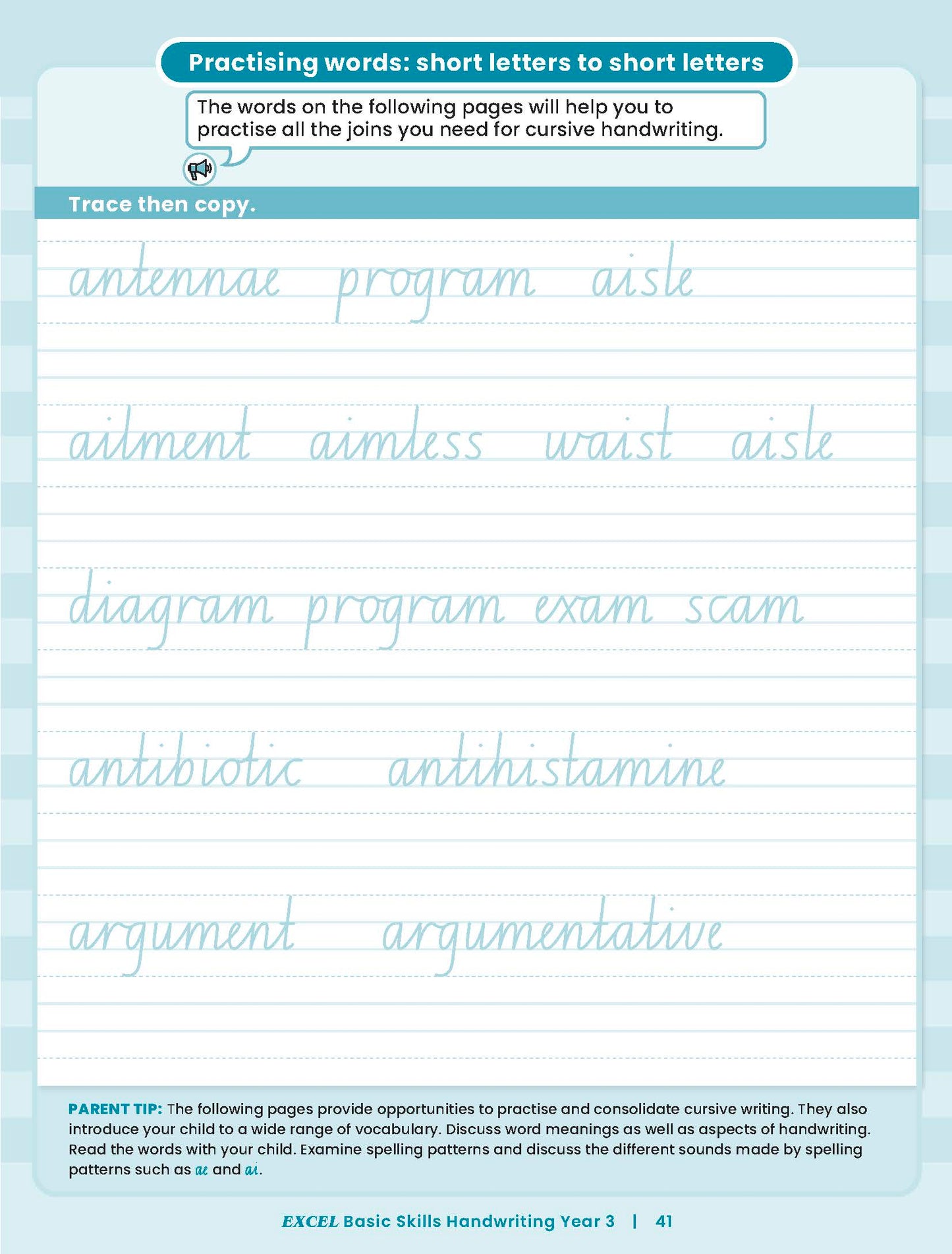 Excel Basic Skills - Handwriting Year 3