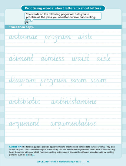 Excel Basic Skills - Handwriting Year 3