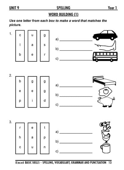 Excel Basic Skills - Spelling, Vocabulary, Grammar and Punctuation Years 1-2