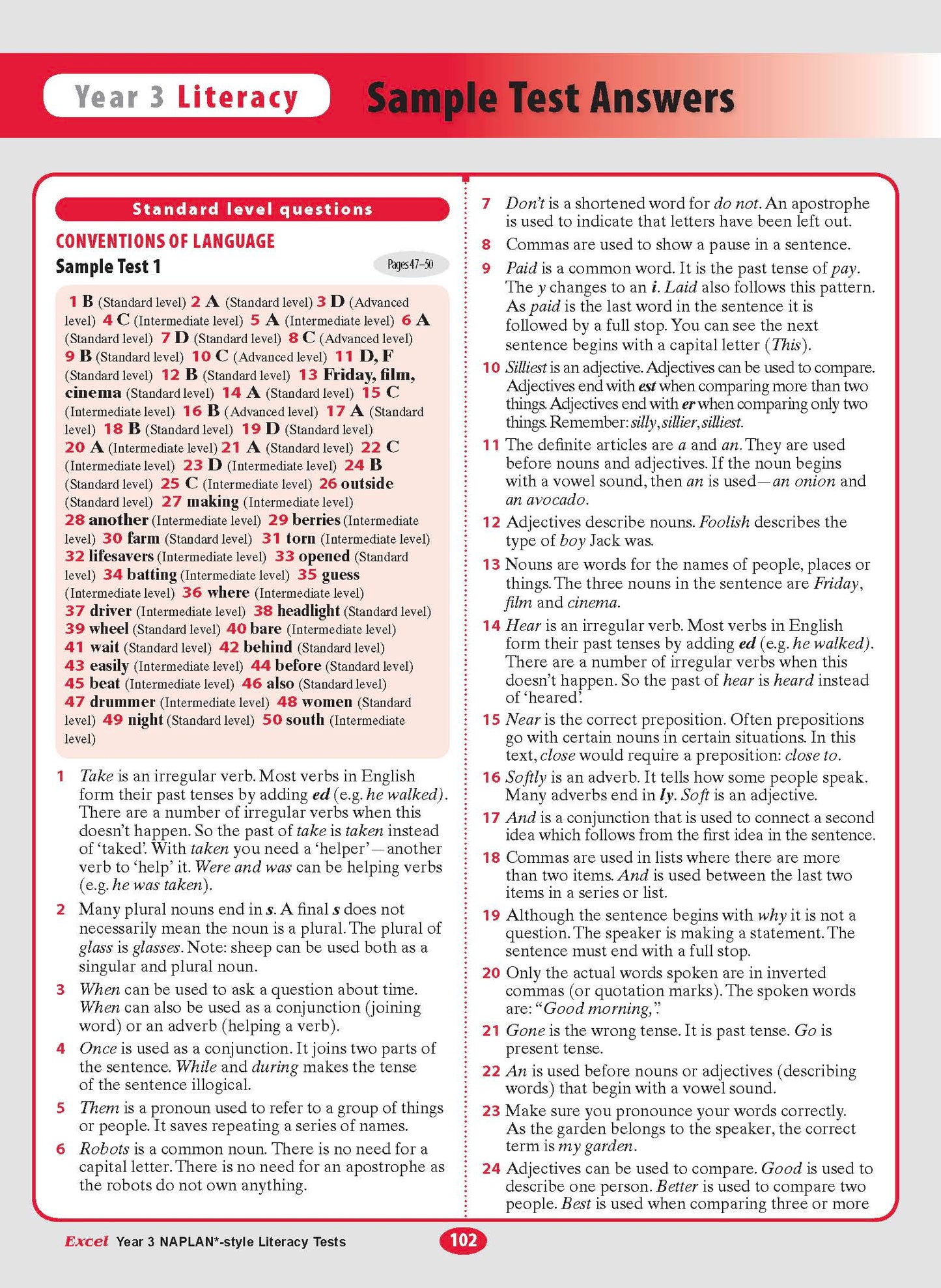 Excel Year 3 NAPLAN*-style Literacy Tests