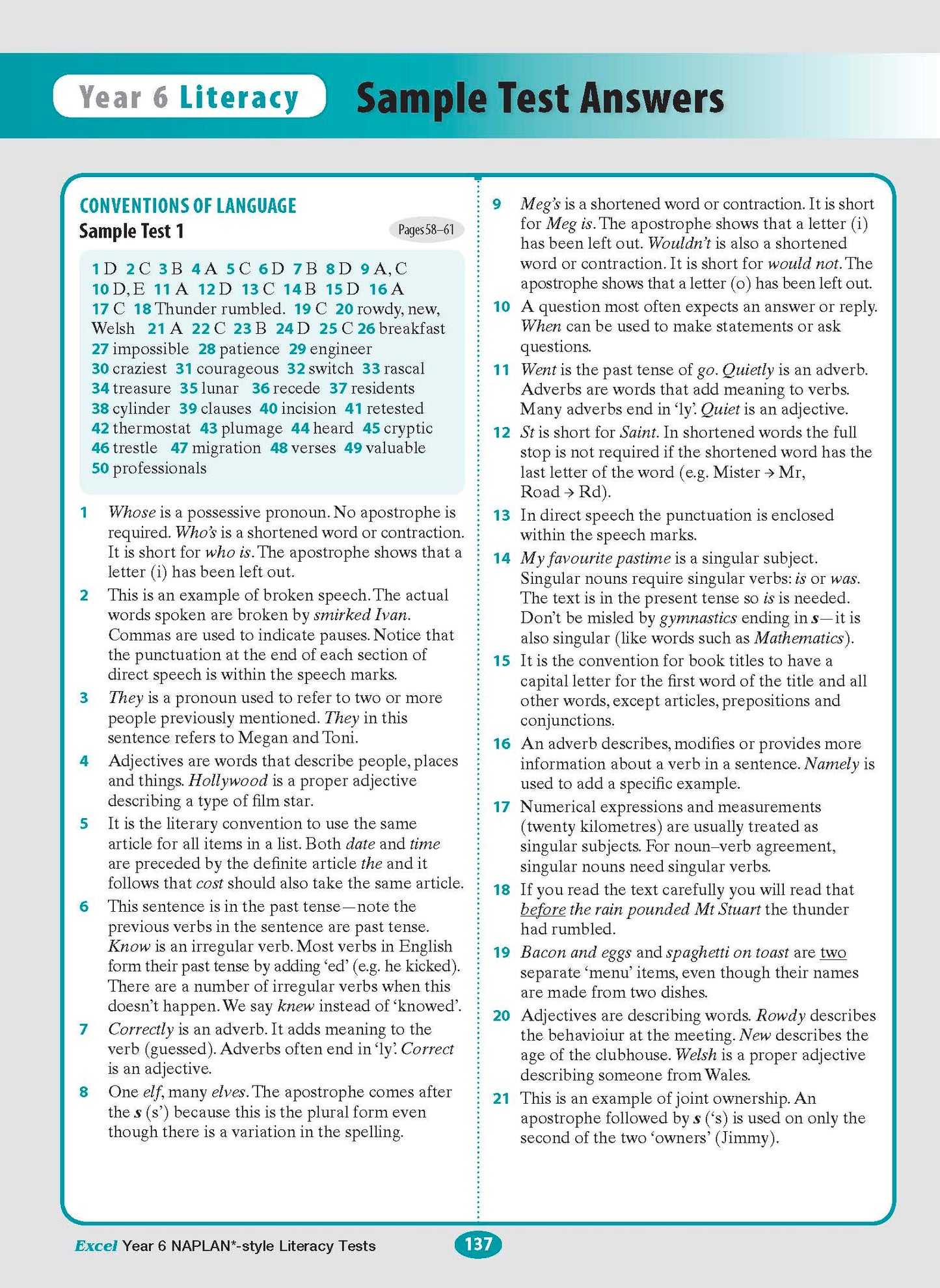 Excel Year 6 NAPLAN*-style Literacy Tests
