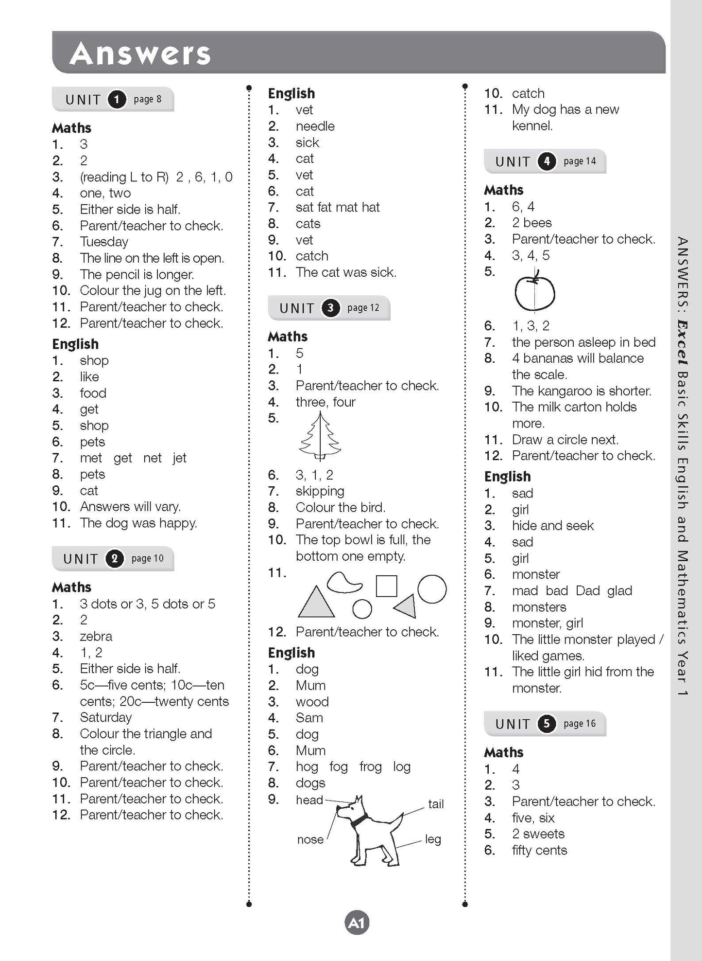 Excel Basic Skills - English and Mathematics Year 1
