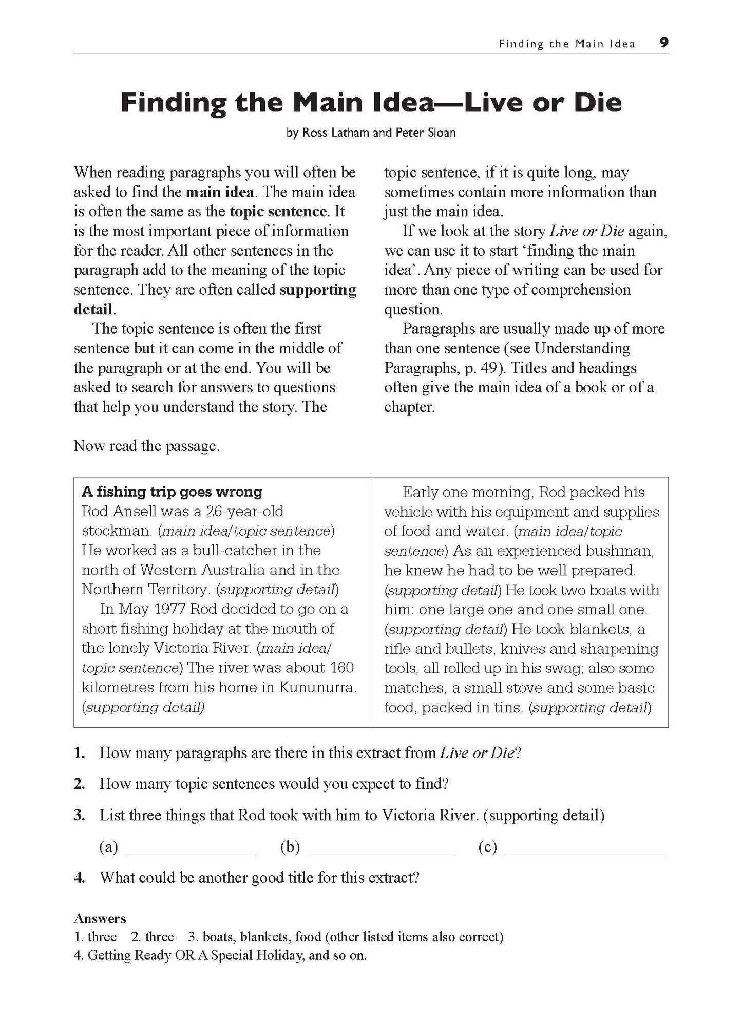 Excel Basic Skills - Comprehension and Written Expression Year 3