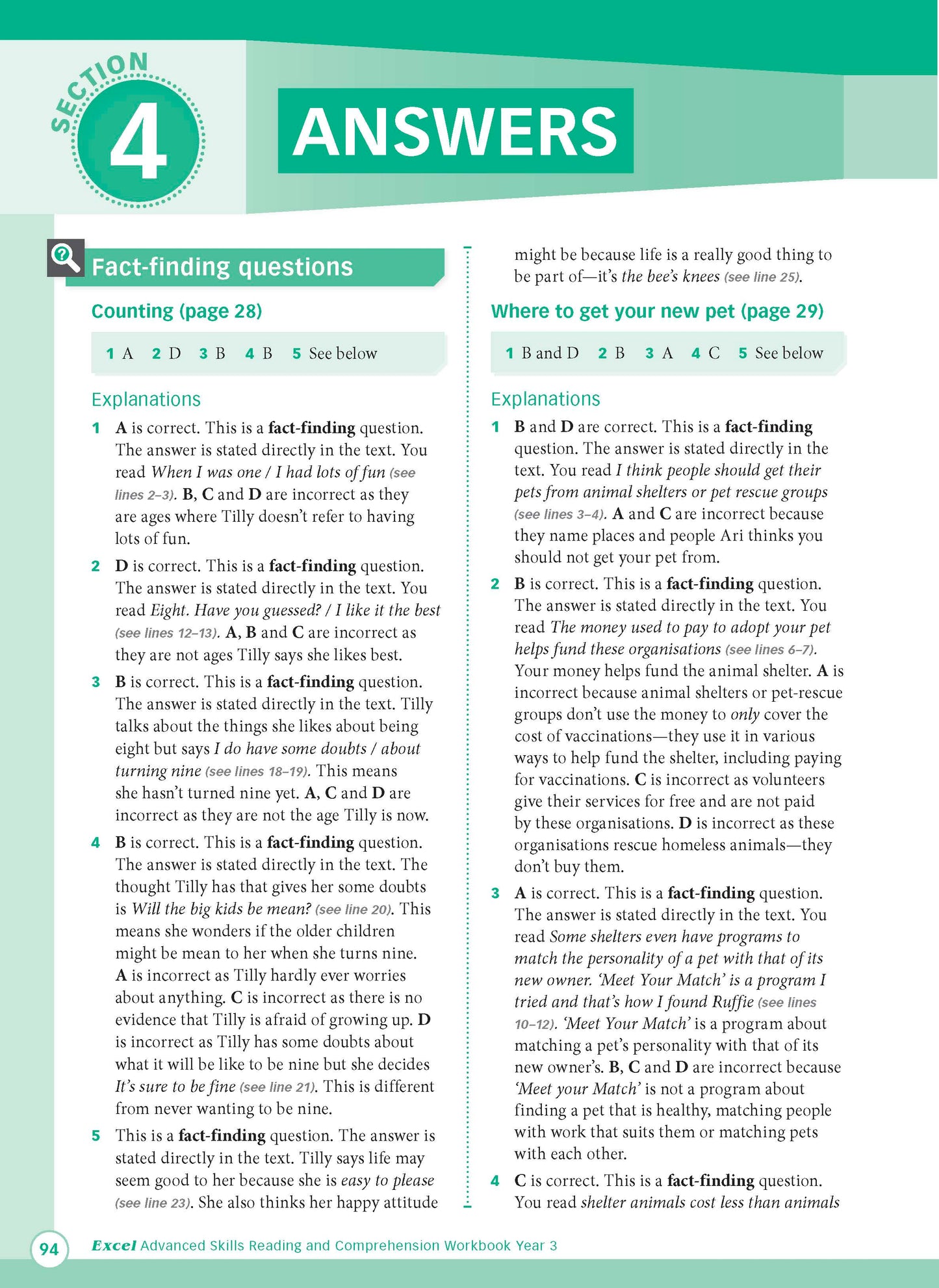 Excel Advanced Skills - Reading and Comprehension Workbook Year 3