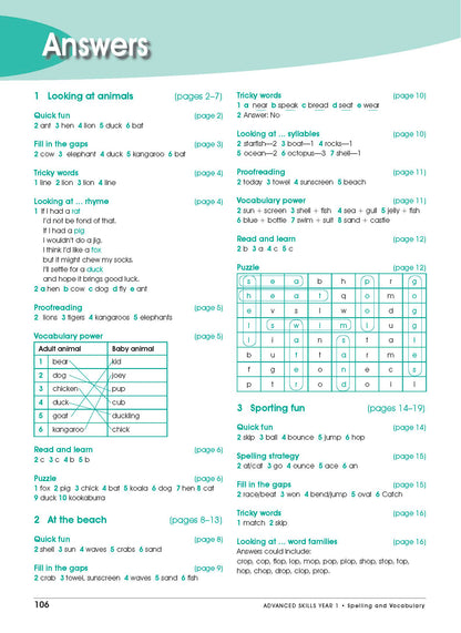 Excel Advanced Skills - Spelling and Vocabulary Workbook Year 1