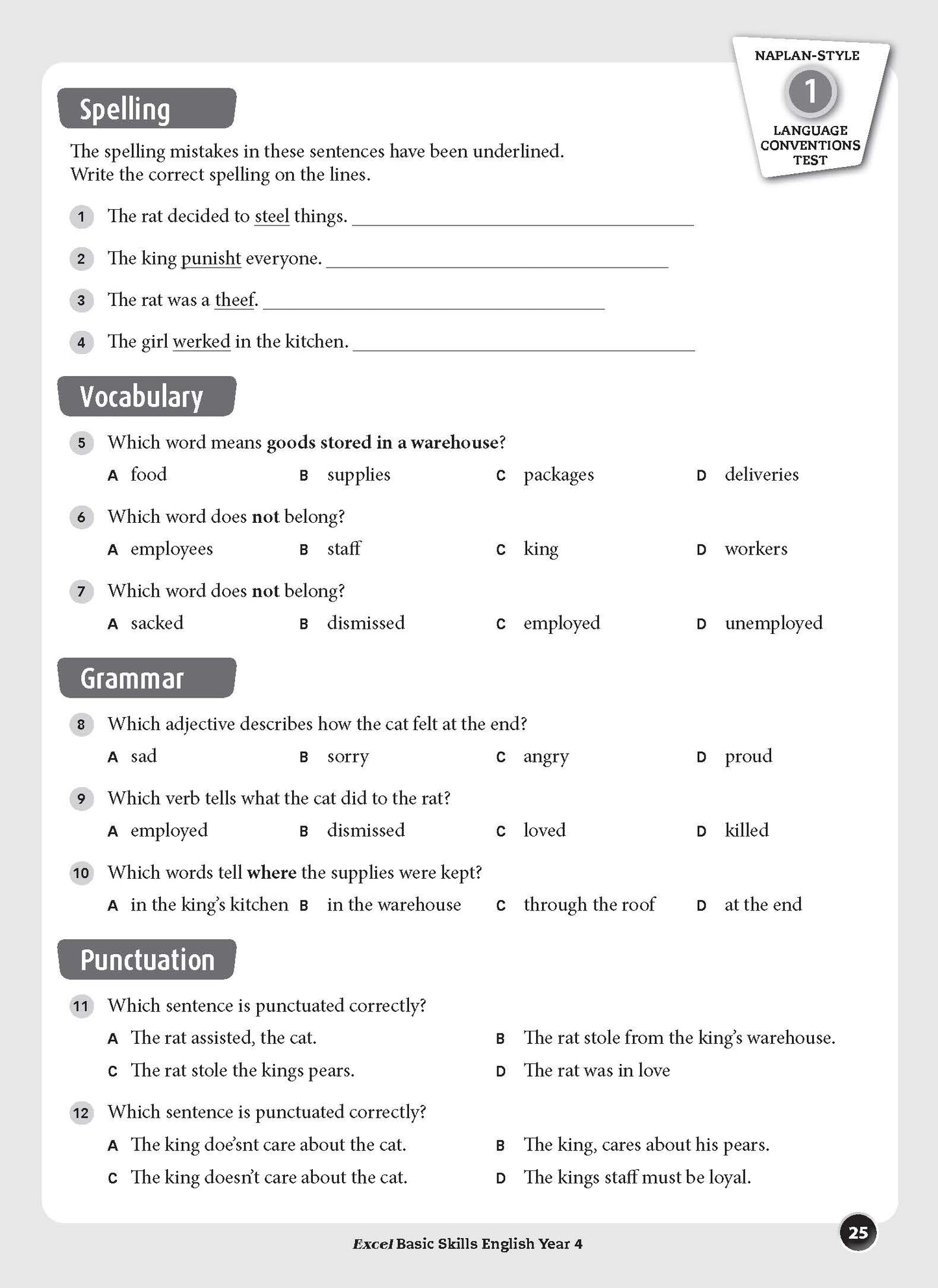 Excel Basic Skills - English Year 4