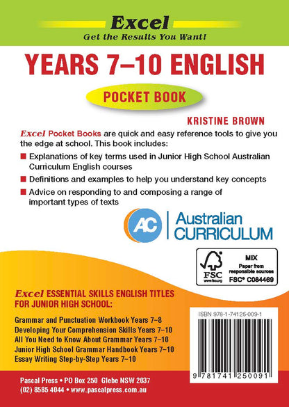 Excel Pocket Books - English Years 7-10
