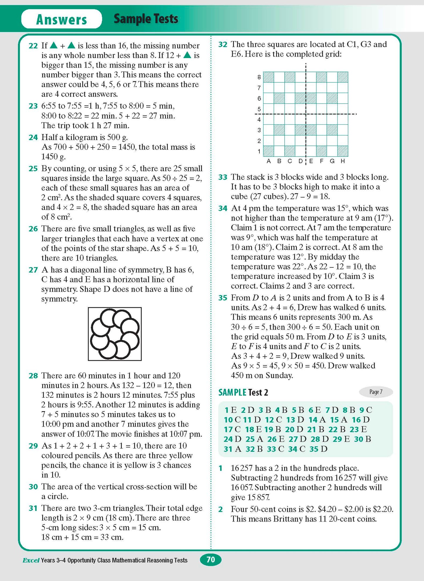 Excel Opportunity Class Mathematical Reasoning Tests Years 3-4