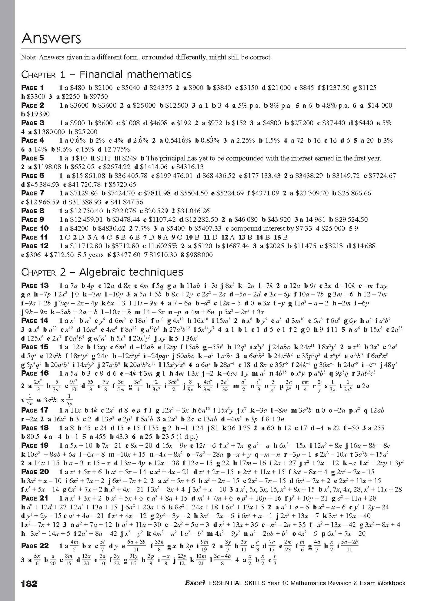 Excel Essential Skills - Mathematics Revision & Exam Workbook Year 10 NE