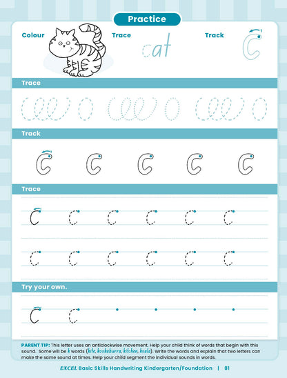 Excel Basic Skills - Handwriting Kindergarten/Foundation