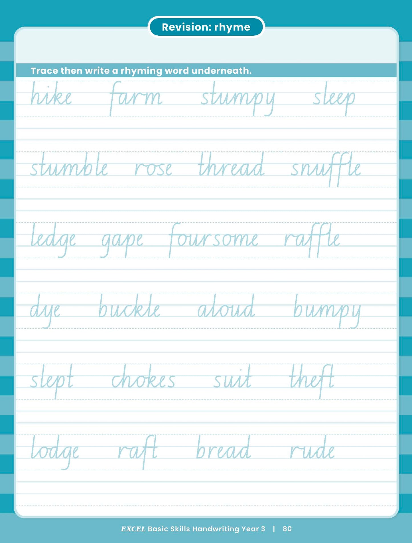 Excel Basic Skills - Handwriting Year 3